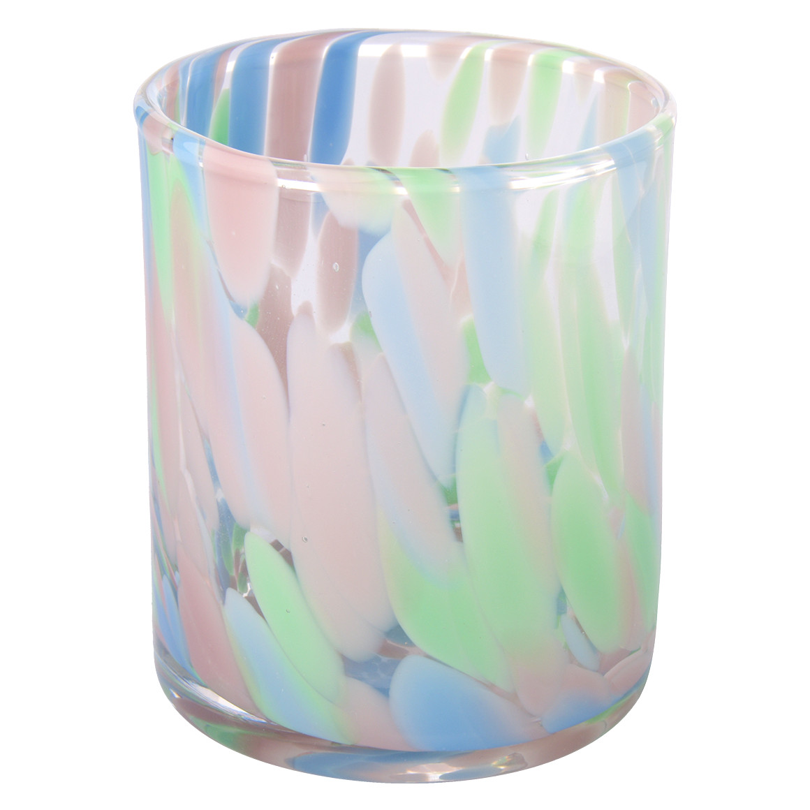 Windlicht mit Farbverlauf blau / zartrosa / hellgrün