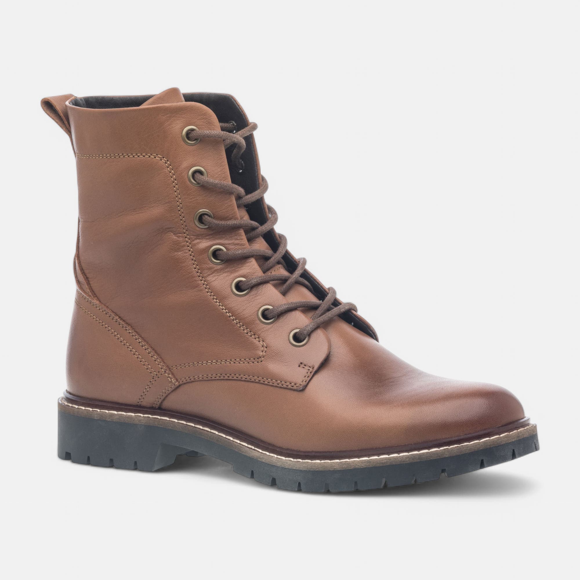 Bottines à lacets Femme en cuir cognac