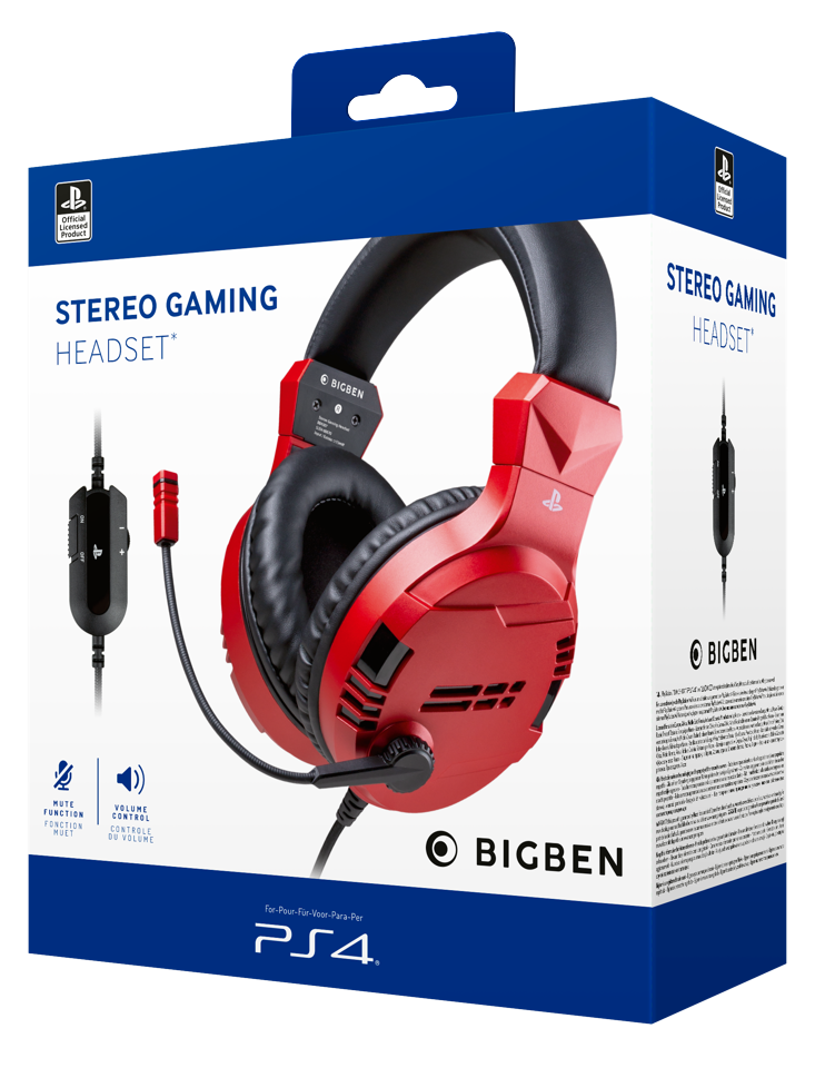 Playstation 4 HW Bigben Stereo Gaming Headset v3 (Red)