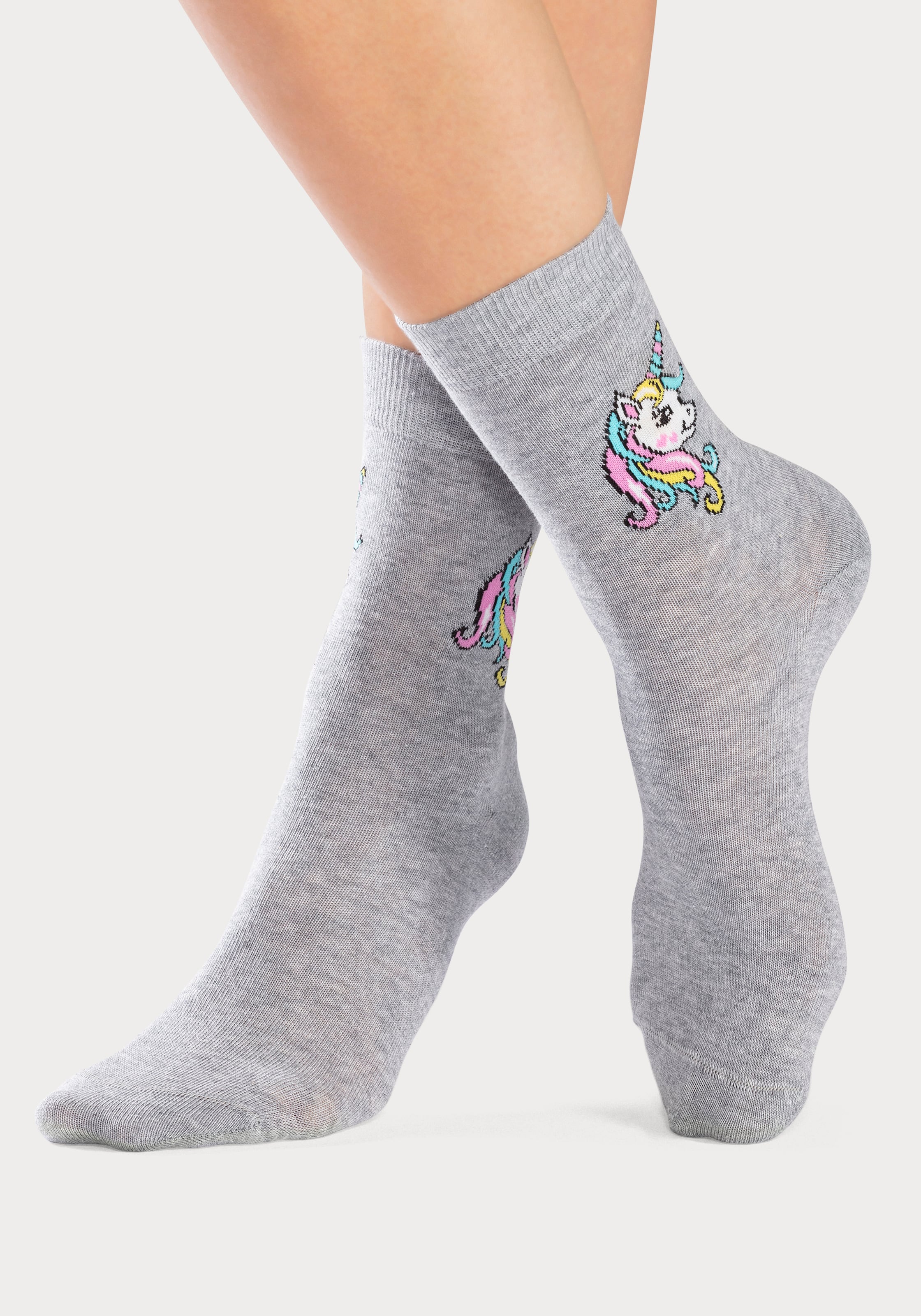 H.I.S Basicsocken Packung, 4 Paar tlg. mit Einhorn Motiven