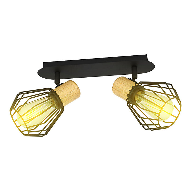 Réglette spot 2 lumières E27 40W Eglo Palmorla noir L.33,5 x L.9cm