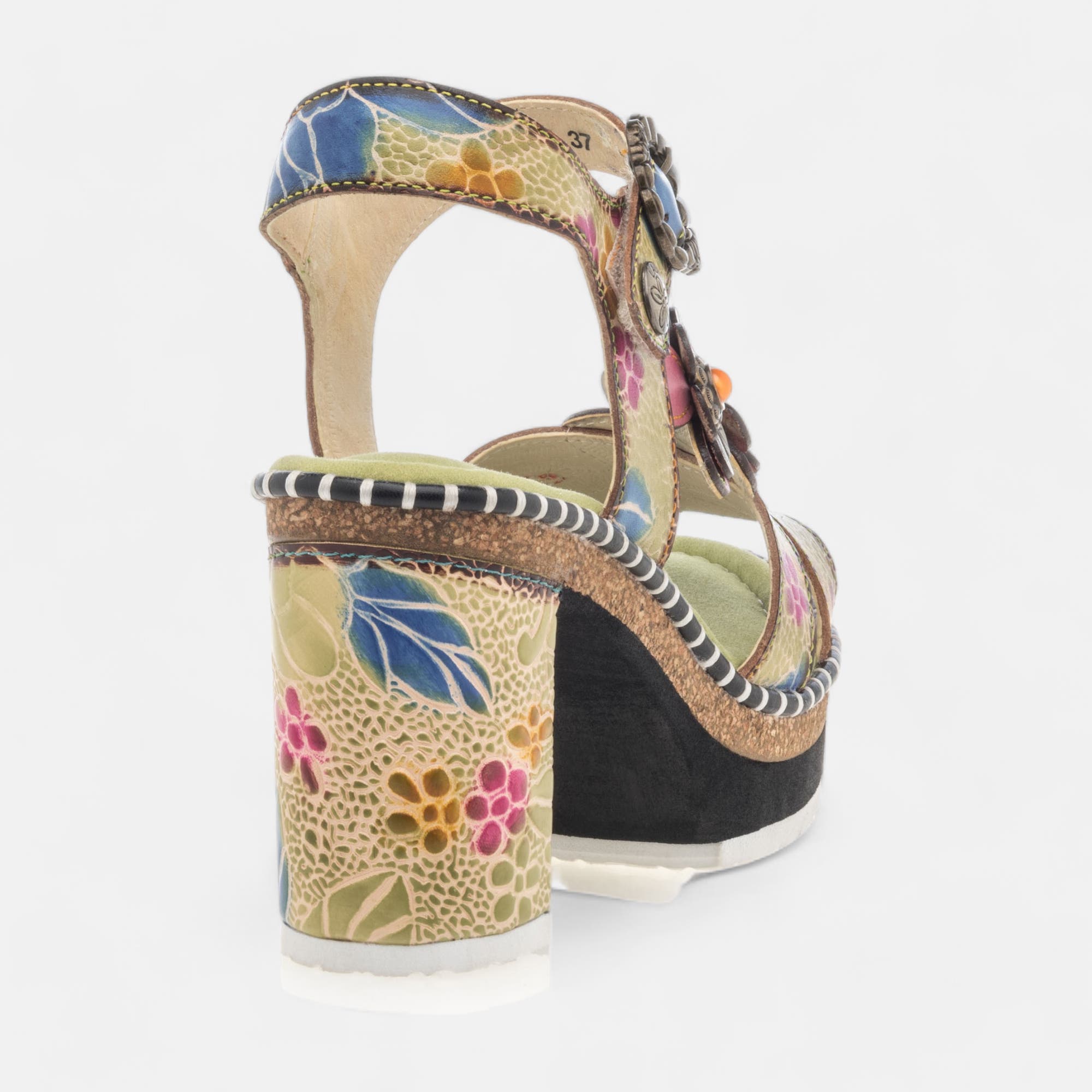 Nu-pieds à talon Femme en cuir vert