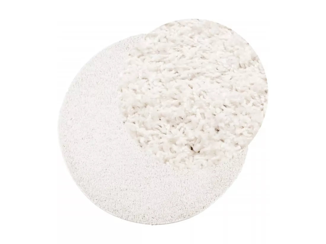 Tapis shaggy à poils longs moderne crème ø 80 cm