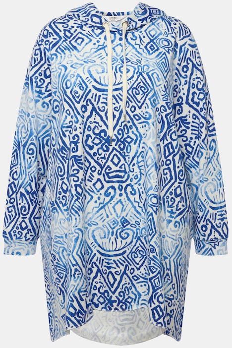Long-Hoodie, Alloverdruck, Kapuze, Langarm