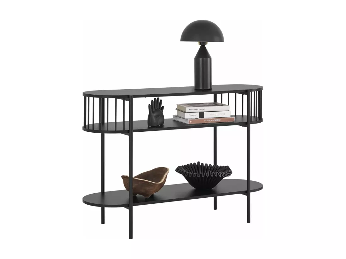 SoBuy Table Console à 3 Niveaux, Table d’appoint Design, Table d’Entrée, Meuble d'Entrée – 110 x 39 x 76 cm, pour Salon, Entrée, Couloir, Noir, FSB90-SCH
