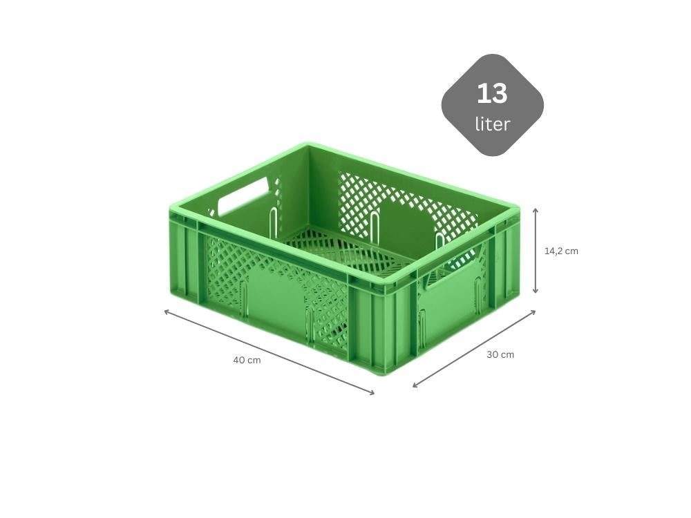 PROREGAL Euro Container Fruit- en Groentebox HxBxD 14,2 x 30 x 40 cm 13 Liter Groene Fruit- en Groentekrat Fruitmand Transportbox