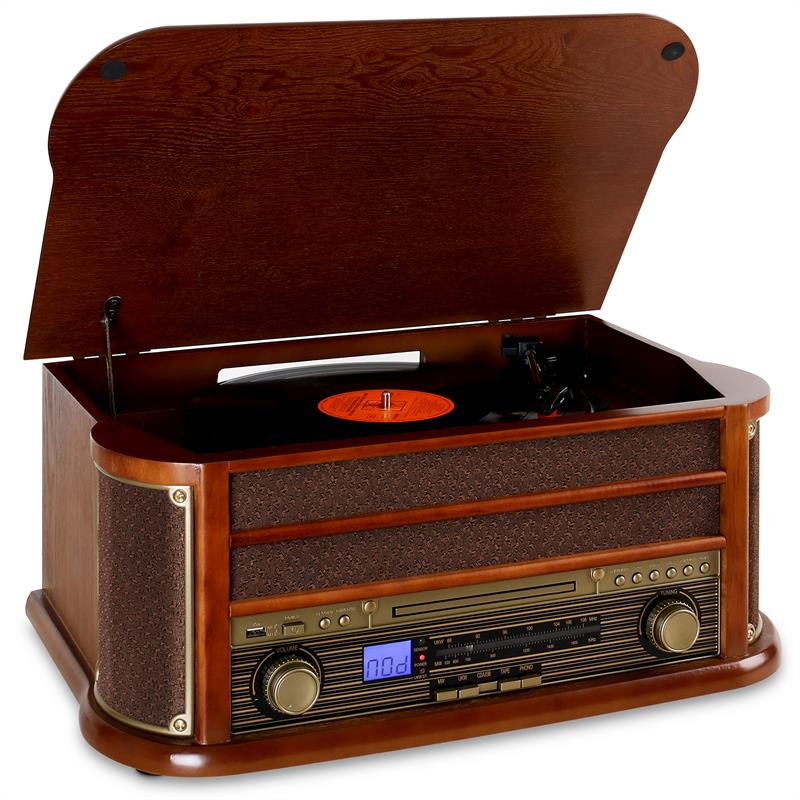 Belle Epoque 1908 Retro-Stereoanlage Bluetooth USB CD MP3 Braun