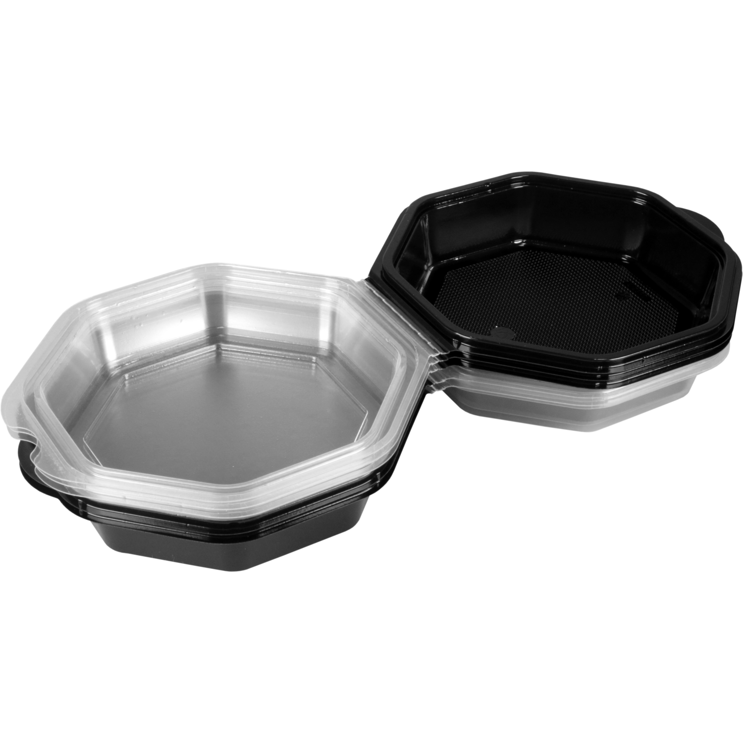 Bak, PS, 400ml, Ø160mm, incl. vaste deksel, octaviewbox, 60mm, zwart/transparant