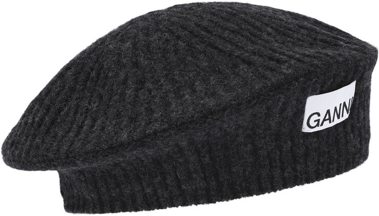 Ganni A4430 Uld Beret Phantom