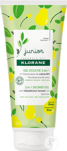 Klorane Junior Avoine Bio Gel Douche 2en1 Corps & Cheveux Parfum Poire Dès 3 Ans 200ml