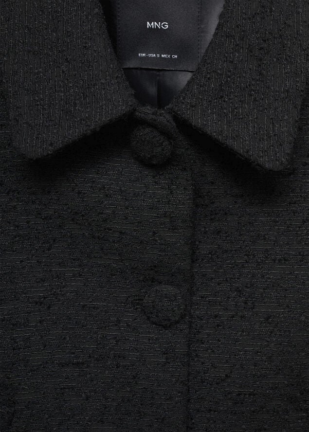 MANGO Crop tweed jacket Black