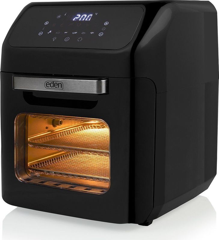 Eden ED-7017 Airfryer Oven - 10 programma's - Inhoud: 12 liter – Inclusief gratis roterende mand en rotisserievork - Heteluchtfriteuse en oven in één - Zwart