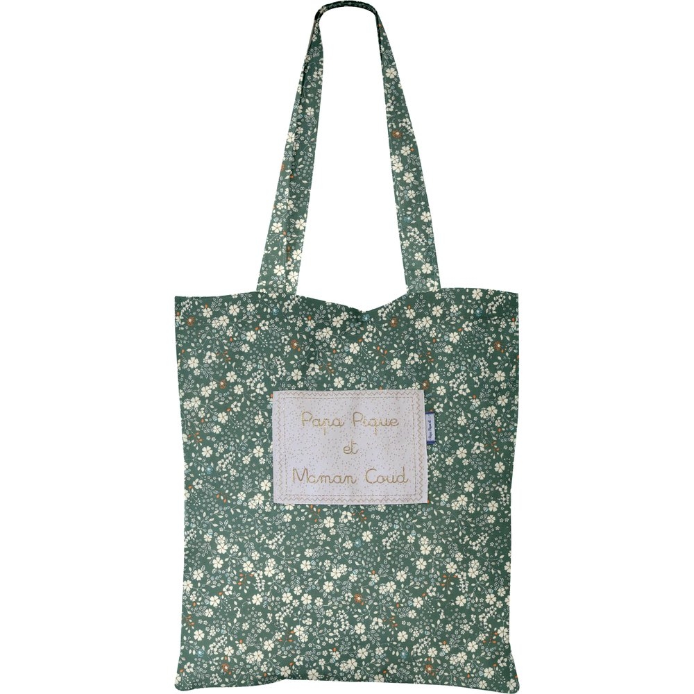 Sac Tote Bag Fleuri Kaki