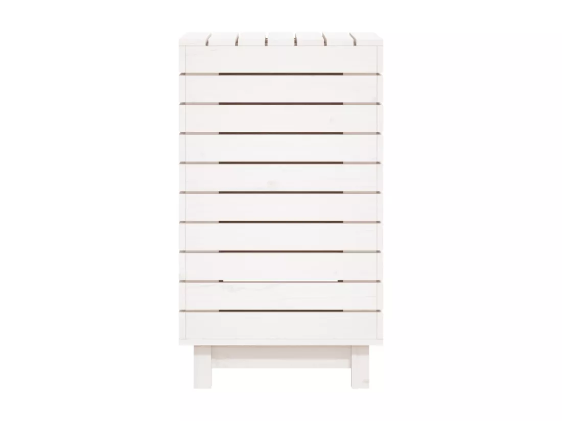 Panier à linge blanc 44x44x76 bois massif de pin
