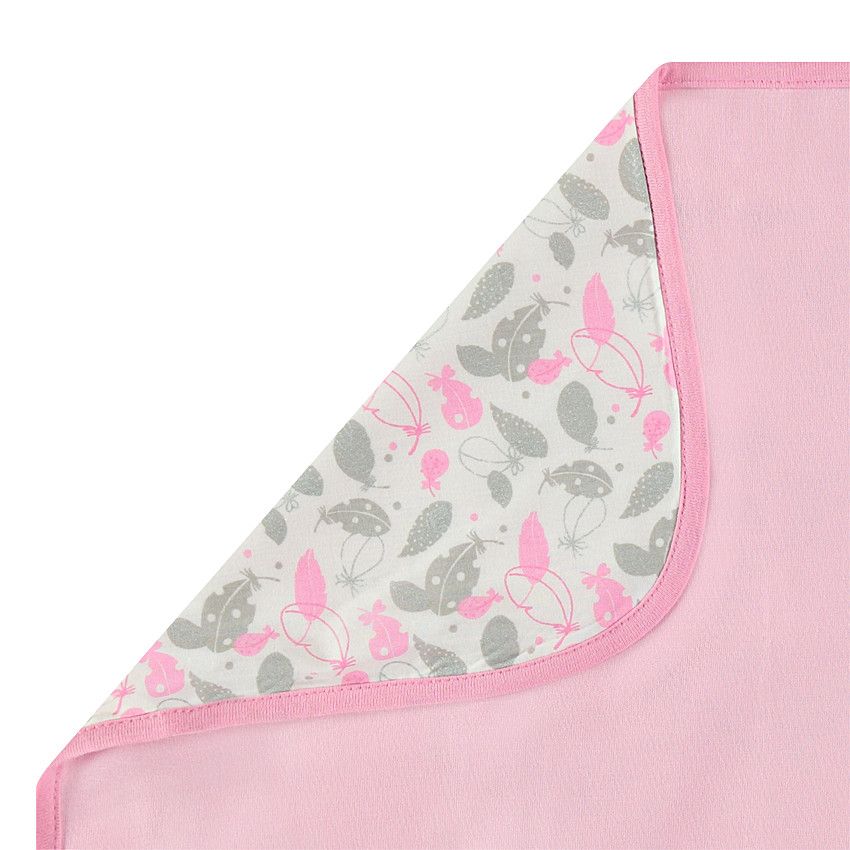Couverture en jersey avec personnage brodé et motifs printés - Rose