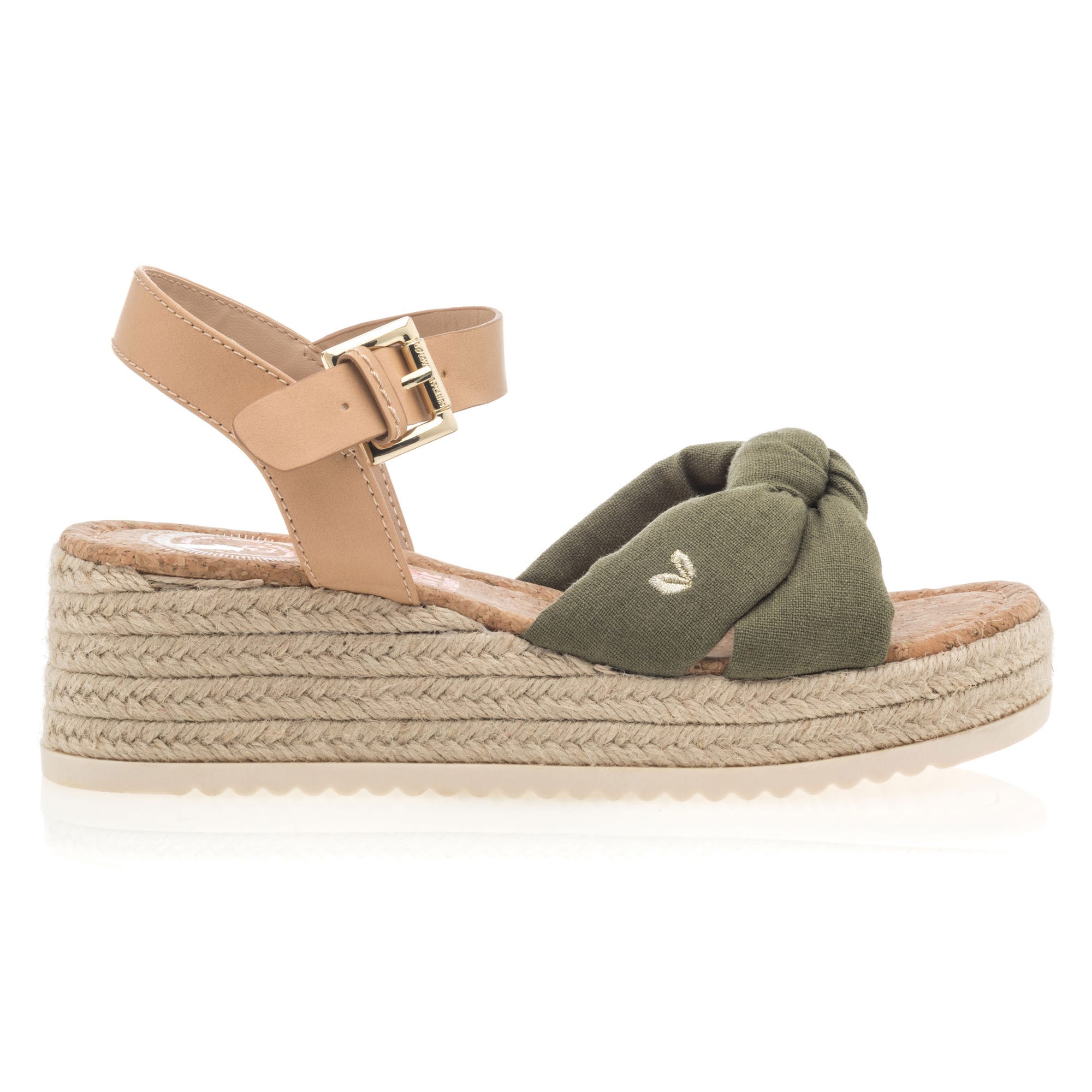 Espadrilles à talon compensé Femme kaki
