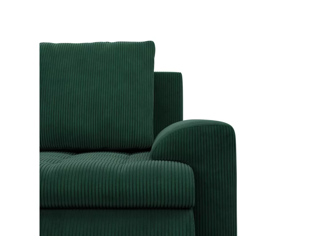 Canapé d'angle en U avec fonction sommeil, 2 méridiennes, Cord - Vert foncé