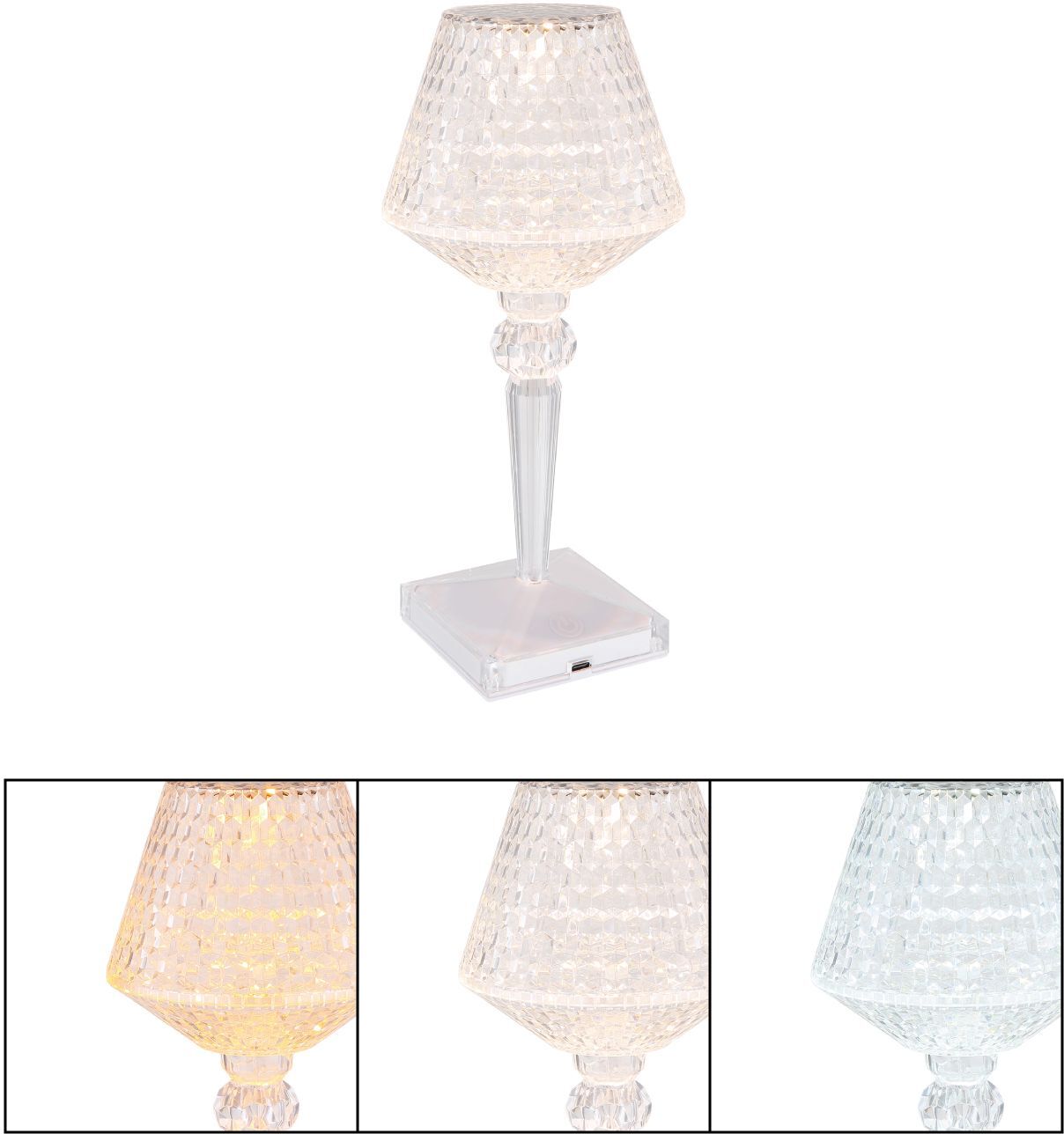 LED-Tischleuchte - transparent - Kristall-Effekt
