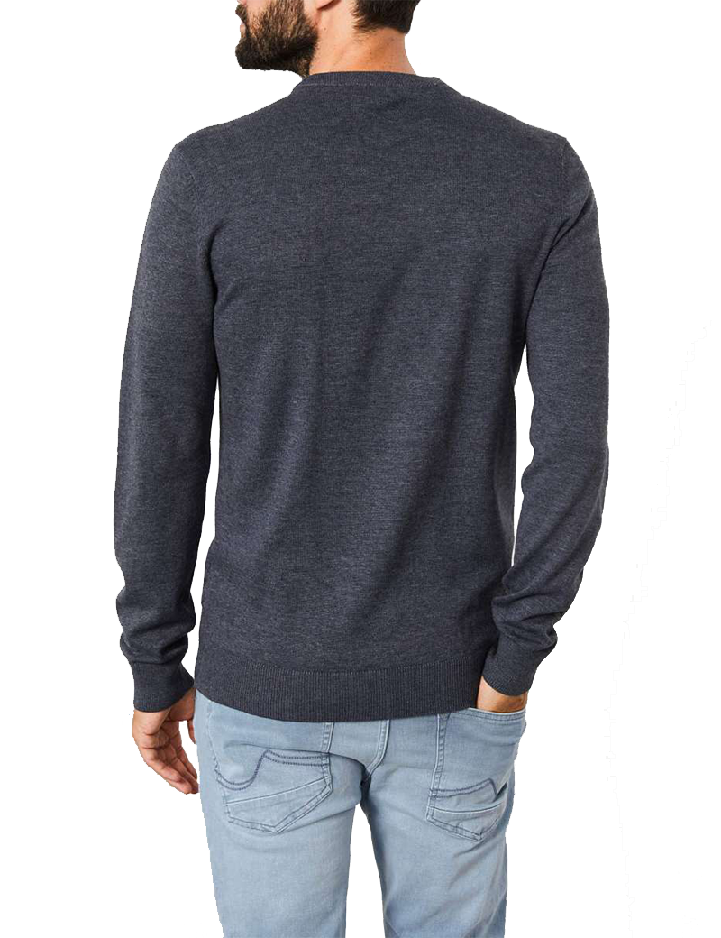 PETROL IND PULL HOMME À COL V RAVEN GREY