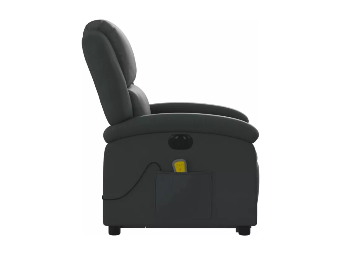 Fauteuil inclinable de massage électrique noir cuir véritable