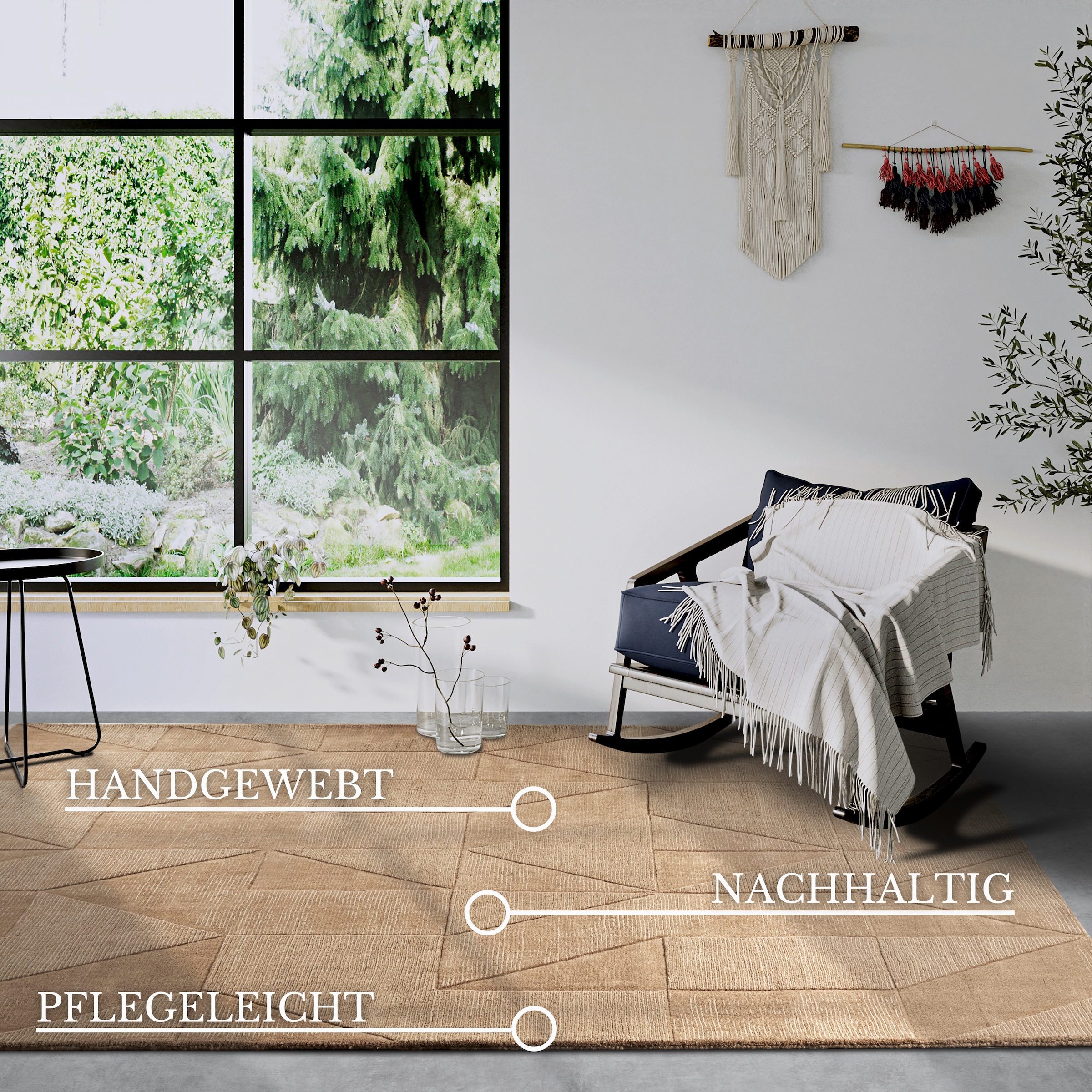 Villeroy & Boch Wollteppich »Ursule« rechteckig 10 mm Höhe Läufer, handgewebt, Wolle, Natur, Wohnzimmer, Geometrie, Boho