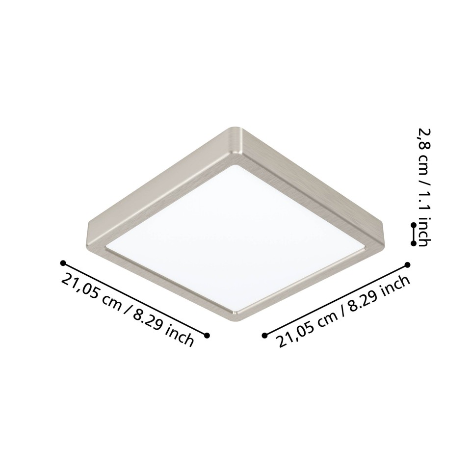 EGLO - Fueva-Z plafond børstet stål 21x21 - TW - Zigbee, Bluetooth