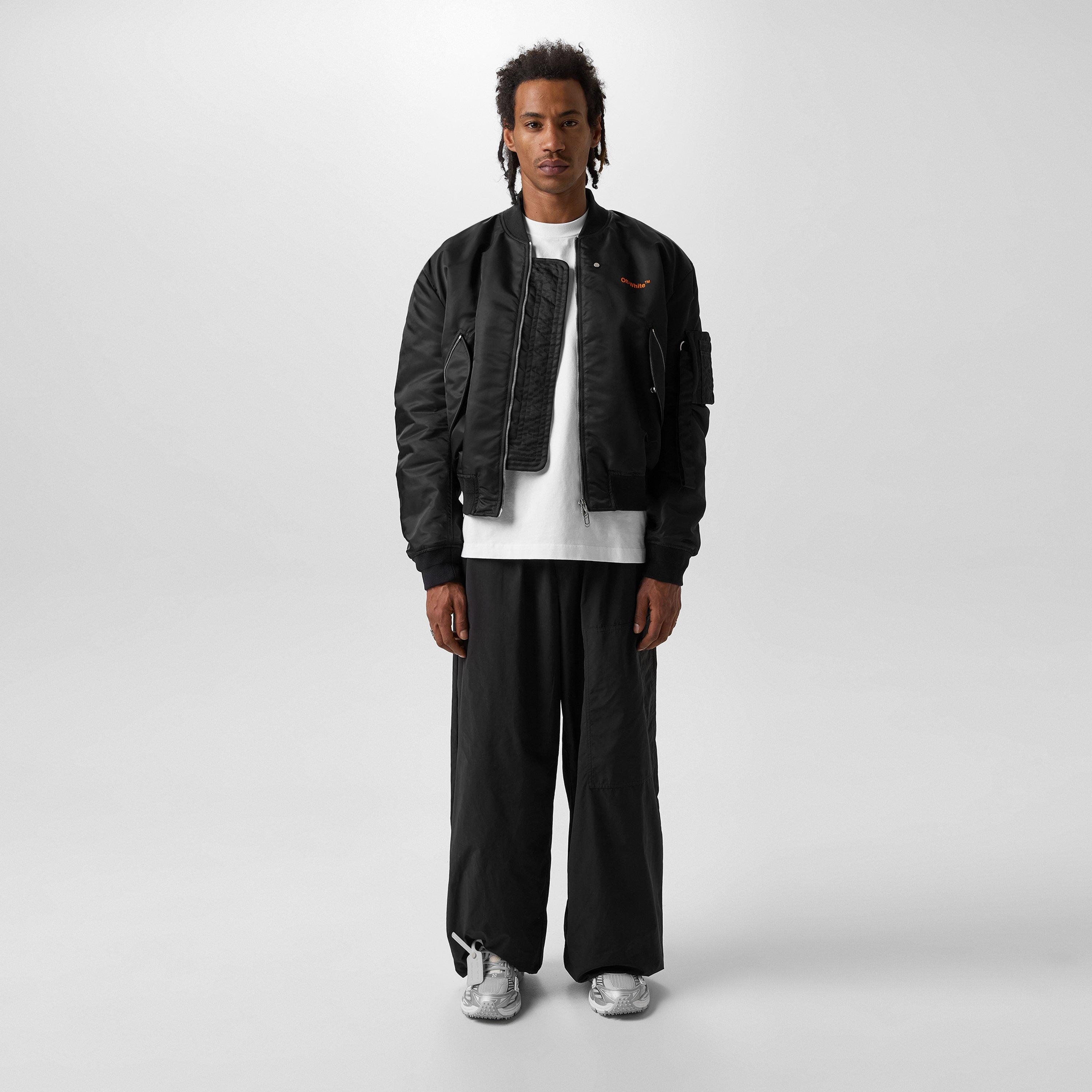 Off White Orange Gradient Bomber Jacket