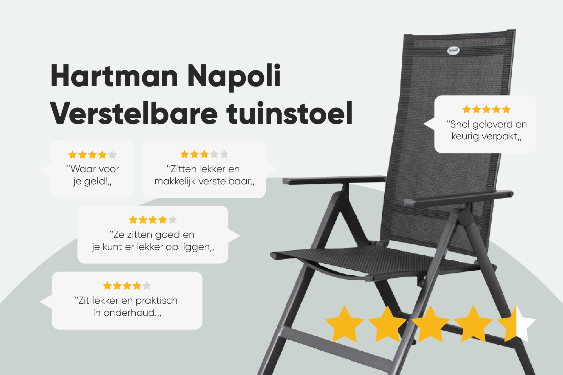 Hartman Napoli verstelbare tuinstoel - Antraciet