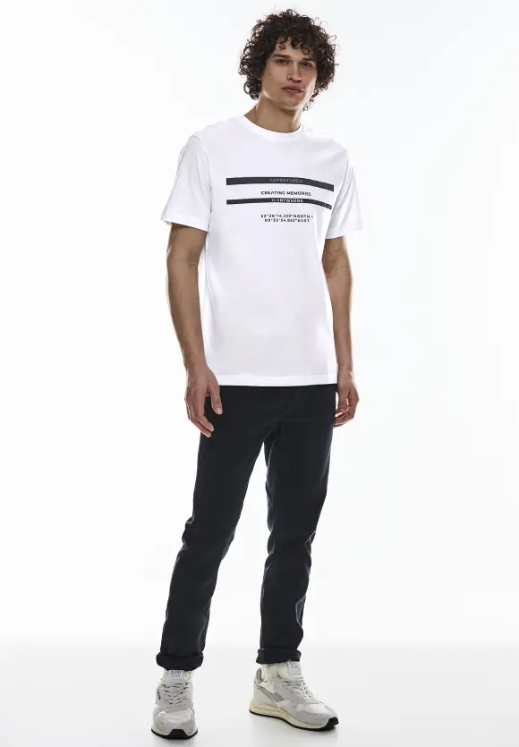 T-Shirt mit Brustprint - White