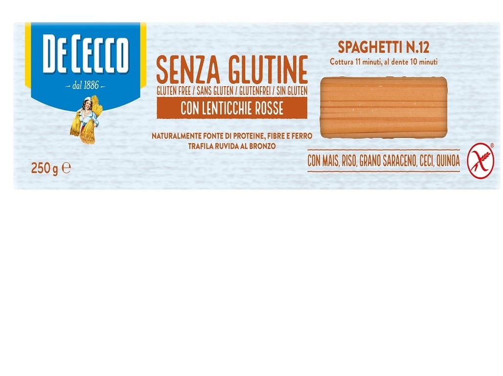 ESPARGUETE SEM GLÚTEN DE CECCO LENTILHA VERMELHA 250G