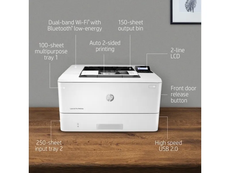 HP LaserJet Pro M404dn - Printer - S/H - Duplex - laser - A4/Legal - 4800 x 600 dpi - op til 38 spm - kapacitet: 350 ark - USB 2.0, Gigabit LAN, USB vært