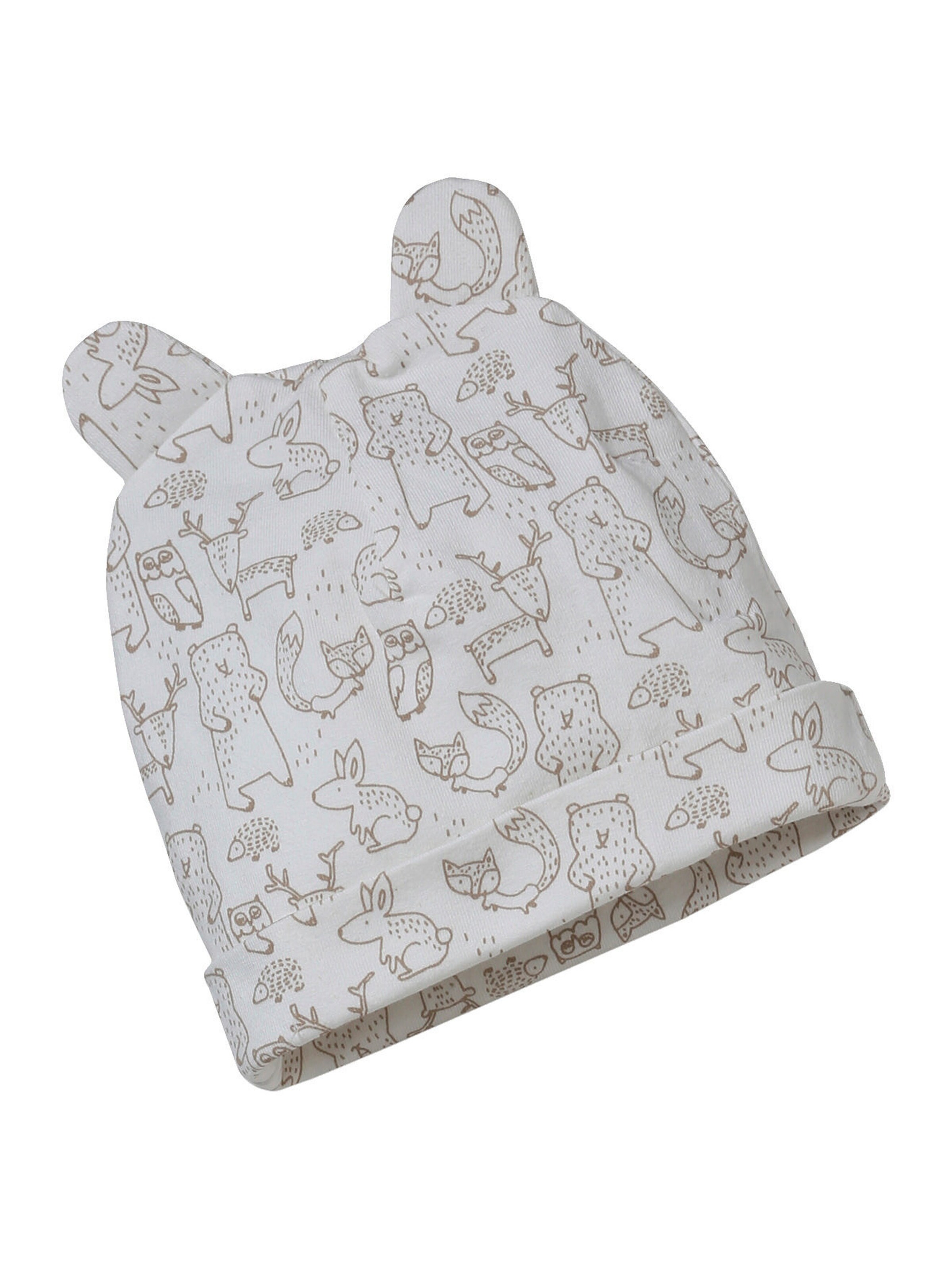 Vertbaudet Baby-Set aus Jersey: Mütze, Fäustlinge & Halstuch in Beutel taupe