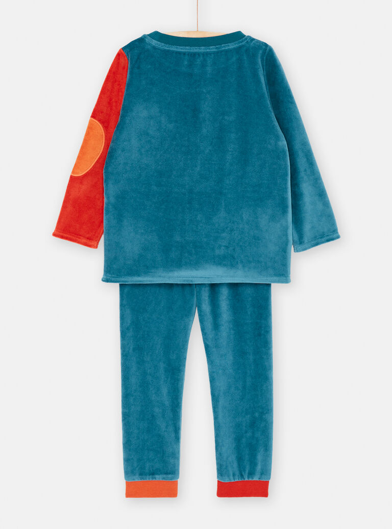 Pyjama en velours bleu à motif chien garçon