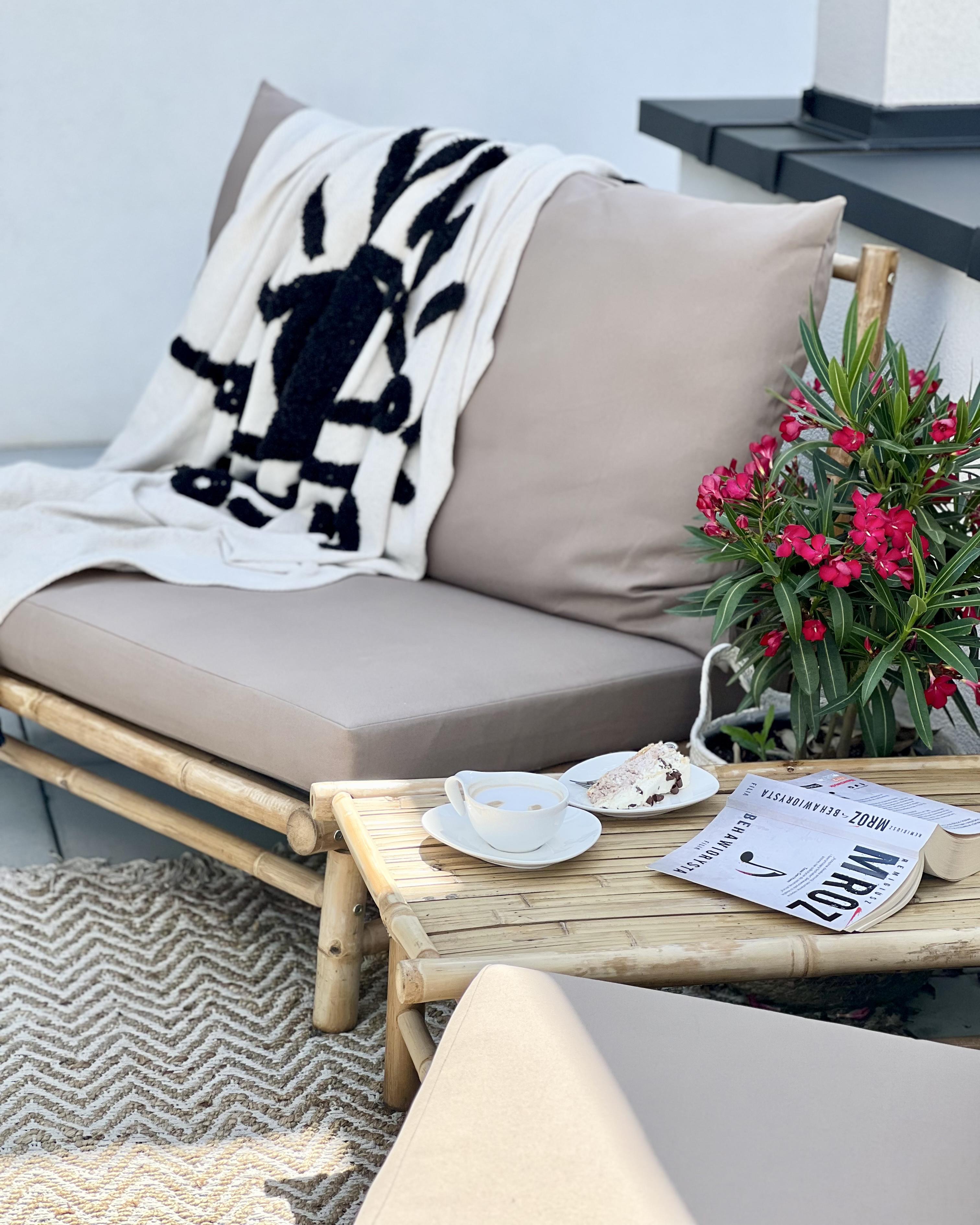 Loungeset met tafel 2-zits TODI Bamboehout Taupe