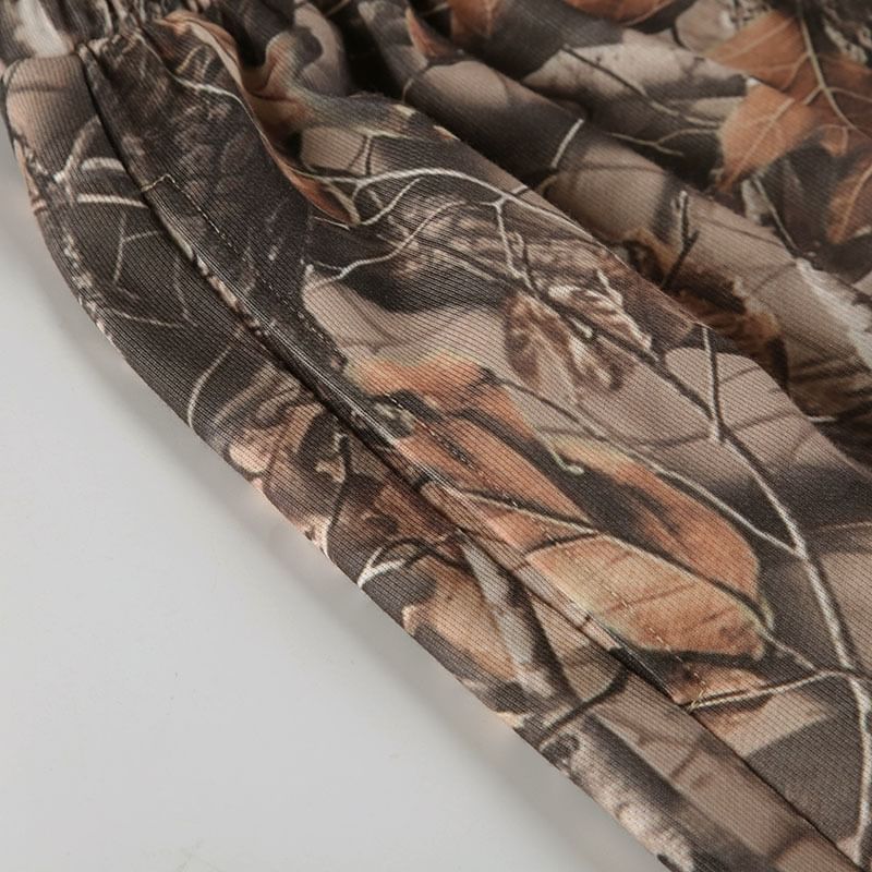 BrickBlack - Elastische taillebroek met camouflagemotief en wijde pijpen