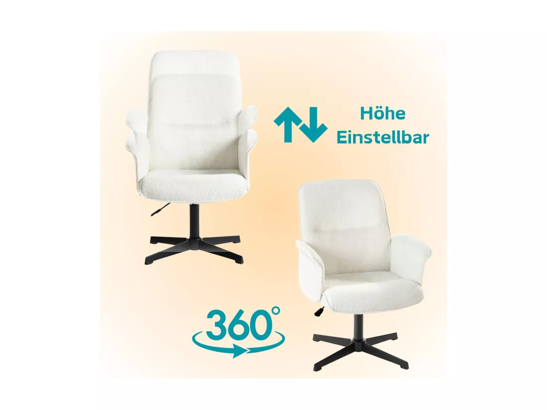 Fauteuil de bureau ergonomique pivotante avec accoudoirs en tissu beige THOMASINA RELAX