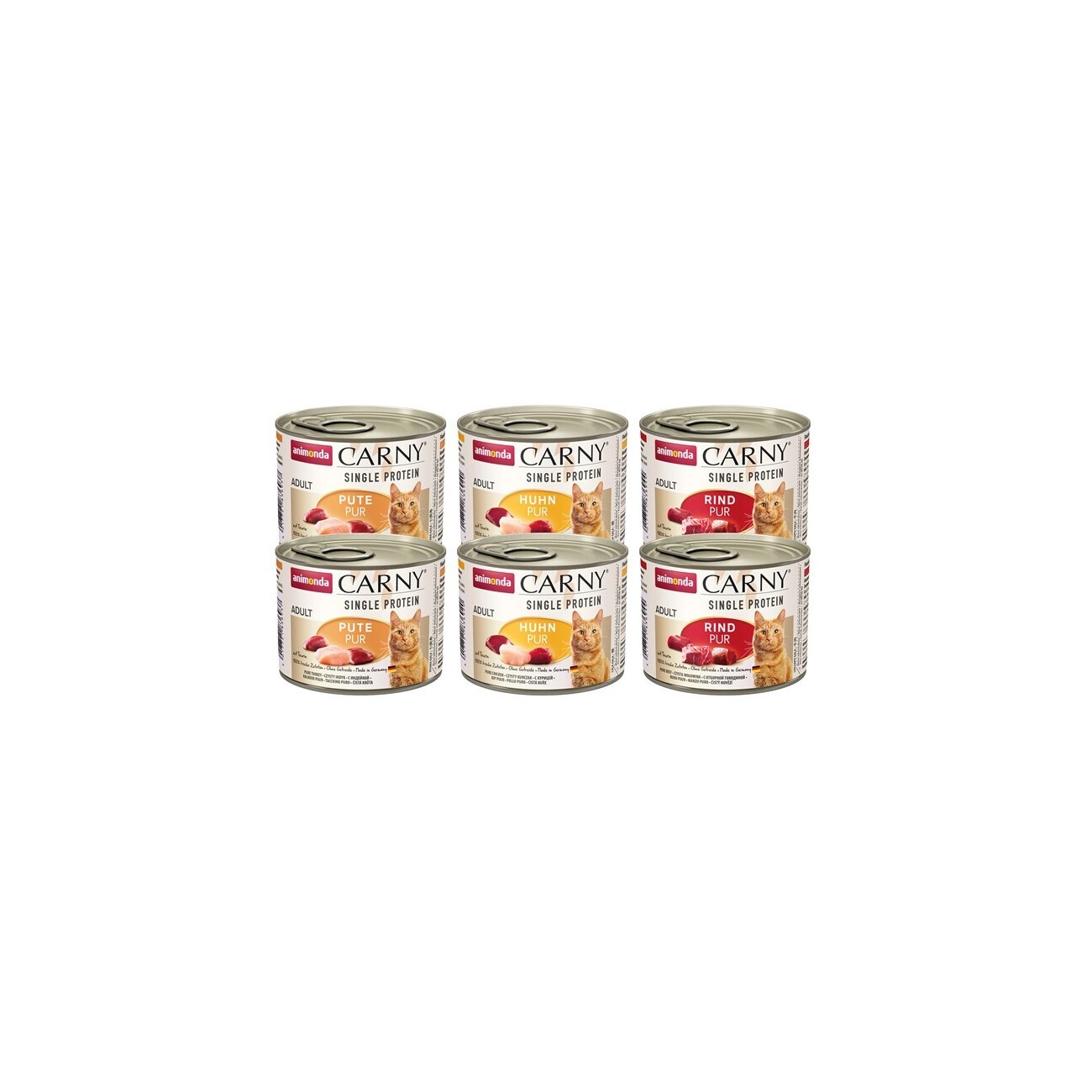 animonda Carny Nassfutter Katze Adult, Mixpaket Single Protein 6x200 g