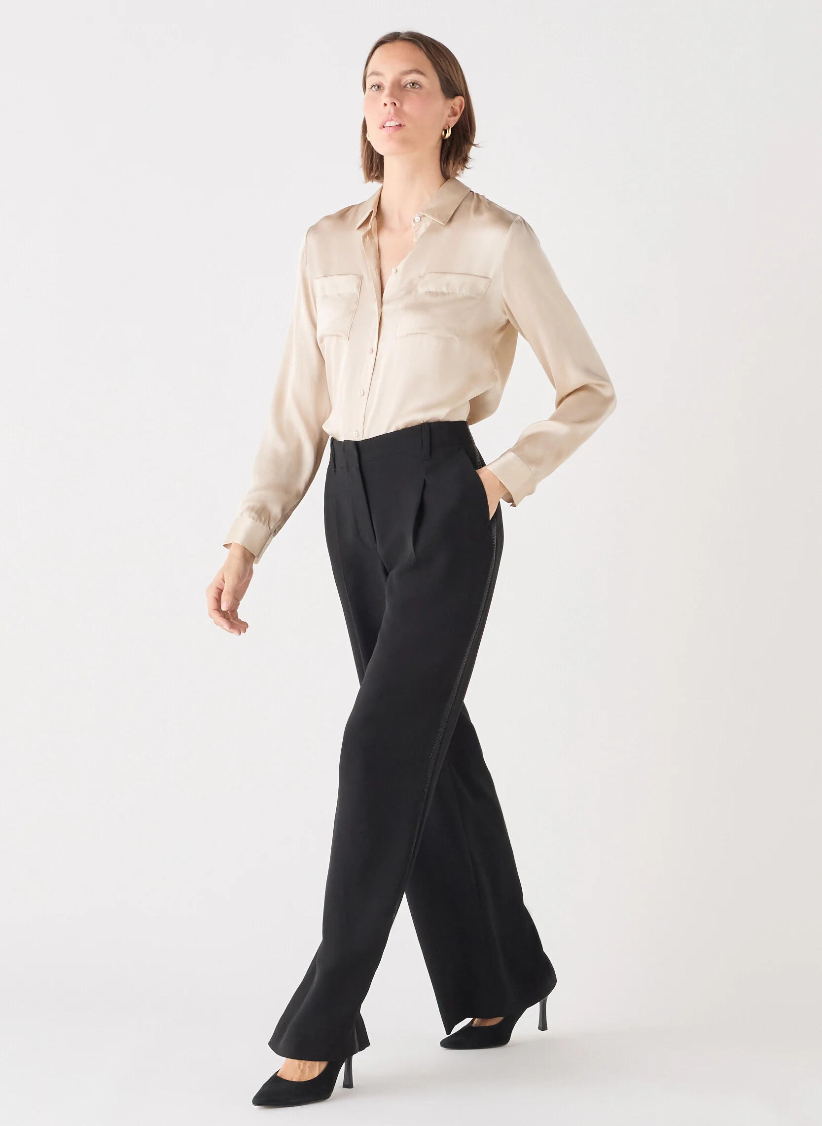 PRINCIPE2 - Pantalon large à strass | Noir