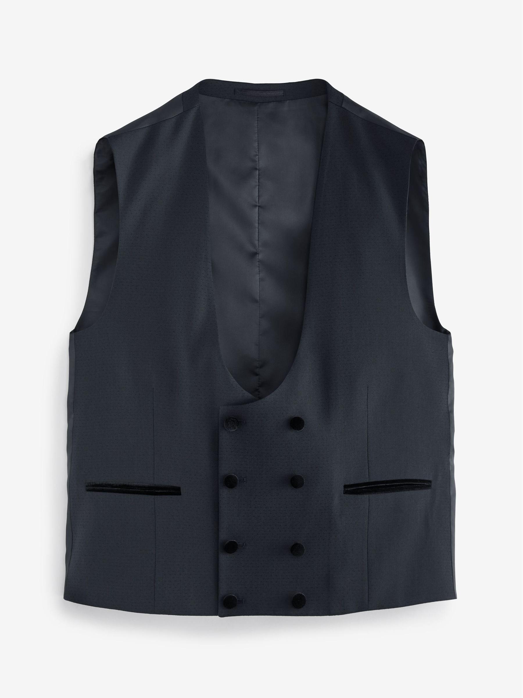 Marineblauw - Smokingvest met patroon