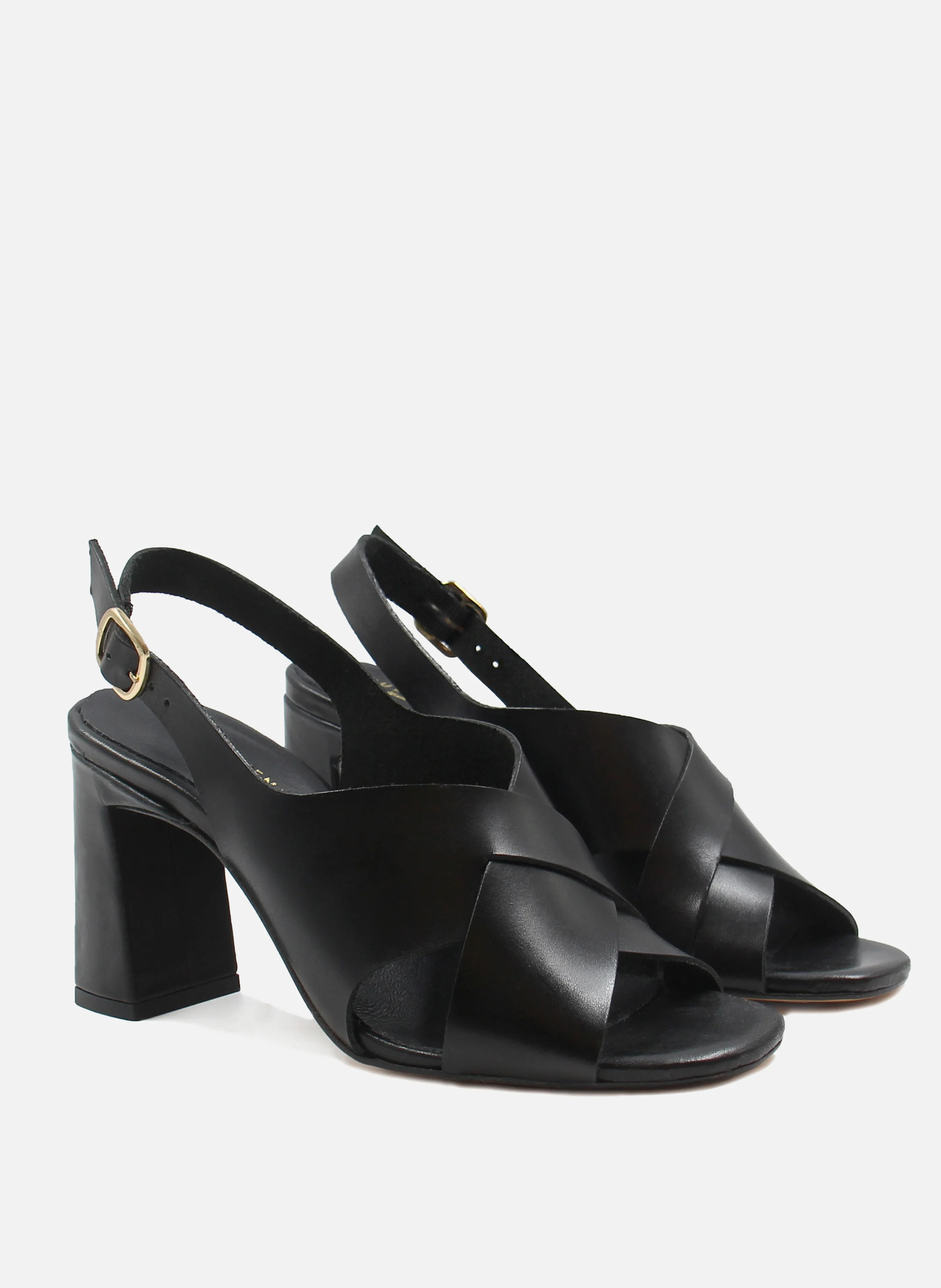Sandales graphique cuir tannage végétal | Noir