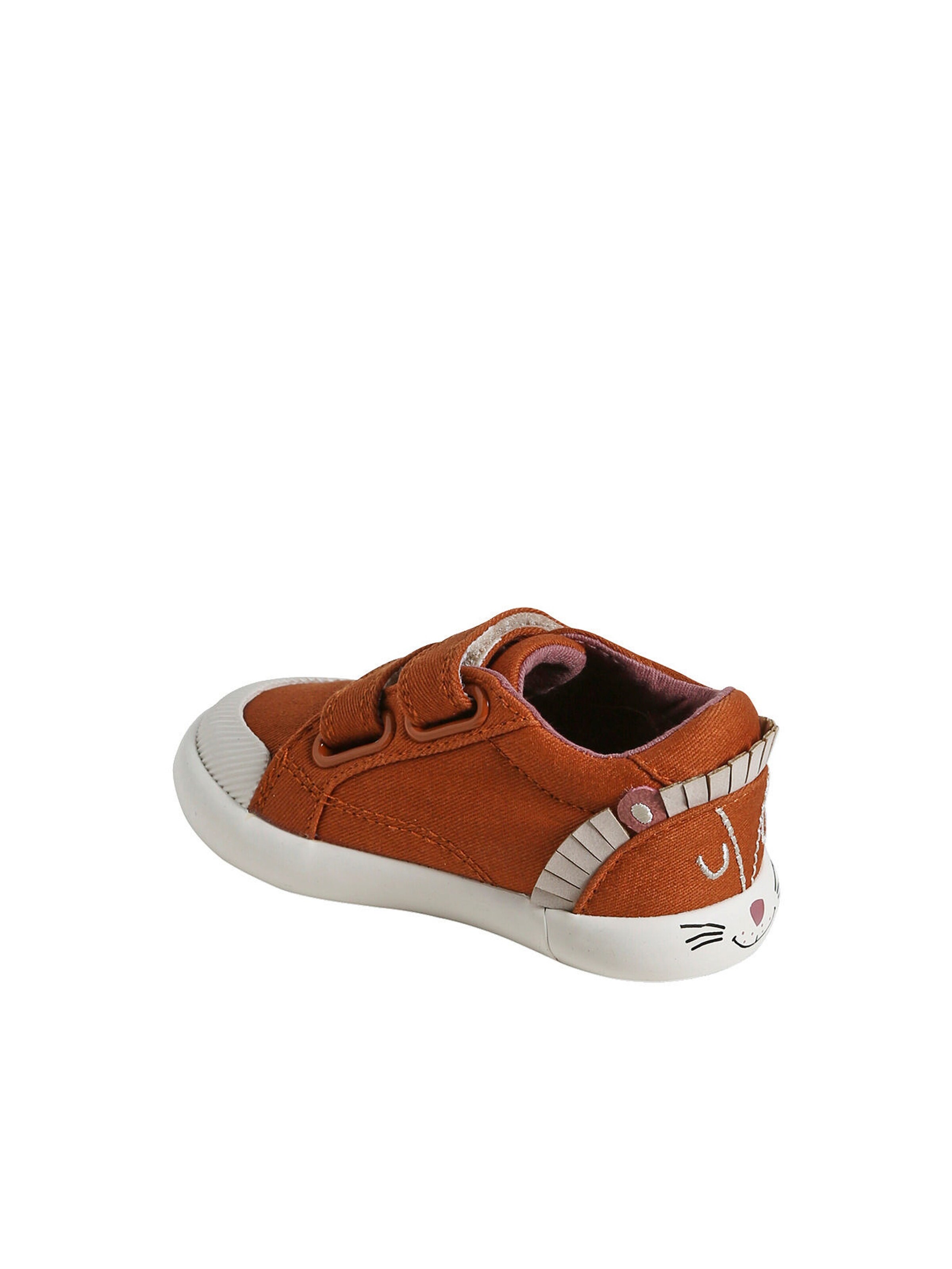 Vertbaudet Jungen Baby Stoff-Sneakers, Klett dunkelbraun