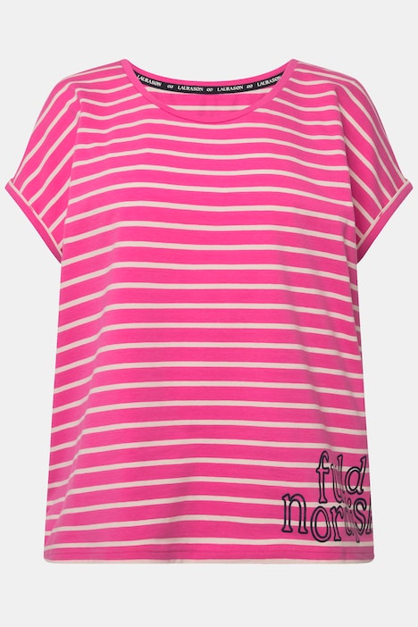 T-Shirt, oversized, Ringel, Rundhals, Halbarm