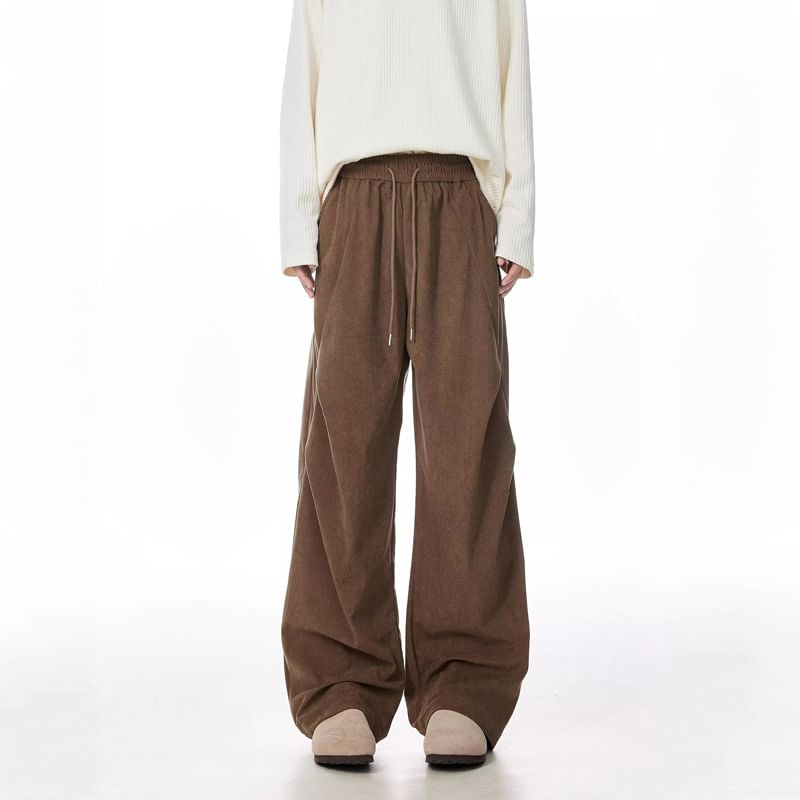 Lingaris - Rechte corduroy broek met trekkoord in de taille