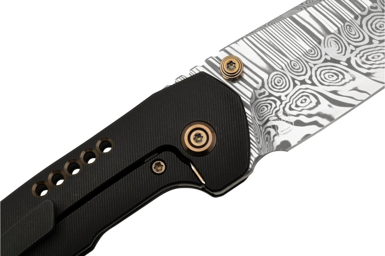 WE Knife Trogon WE22002B-DS1 Black Titanium, Heimskringla Damasteel zakmes
