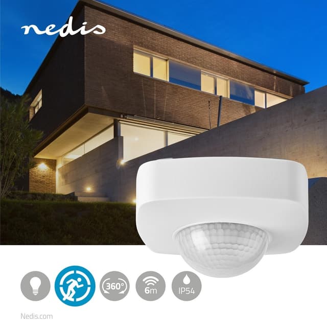 Nedis bevægelsesdetektor | Indendørs og Udendørs | 3-Wire | Type F (CEE 7/7) | 360 ° | 5