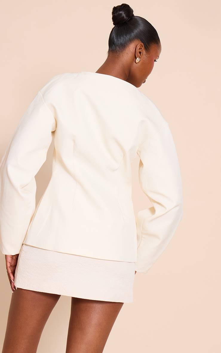 Crème Blazer Taille Cintrée À Manches Cocon
