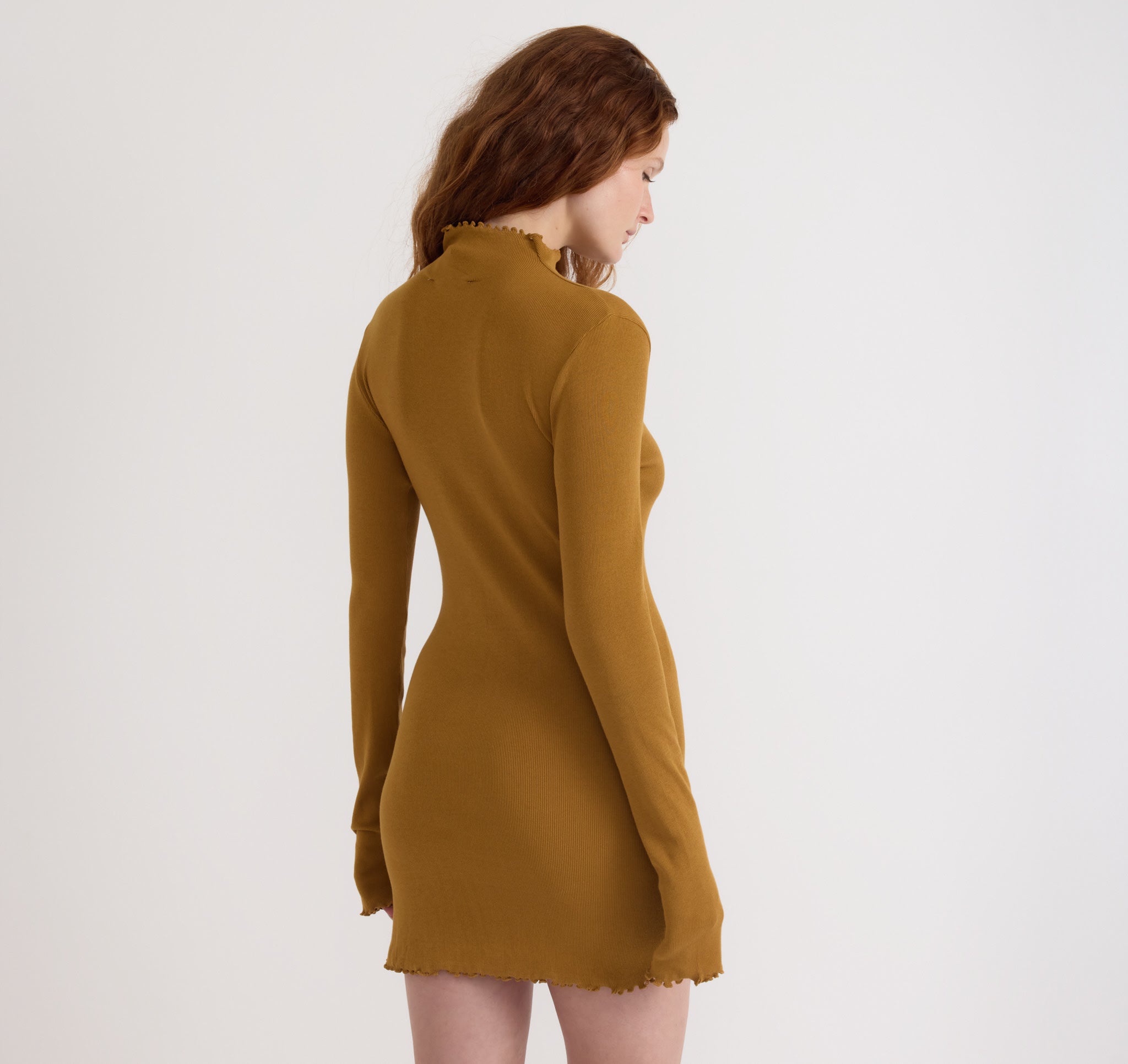 ORGANIC COTTON<br>Core Rib Mock Neck Long Sleeve Dress