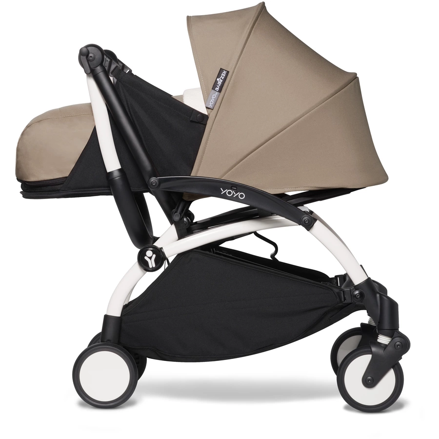 BABYZEN Kinderwagen YOYO2 0+ White mit Neugeborenenaufsatz Taupe