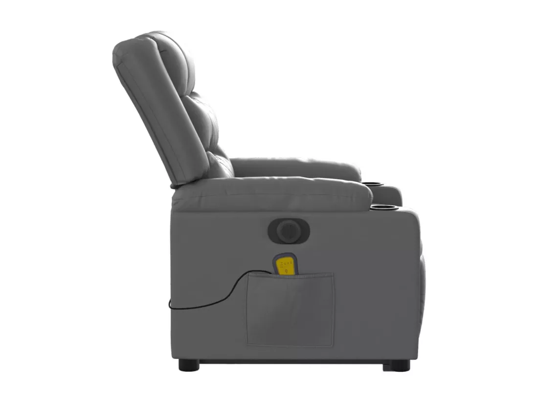 Fauteuil inclinable massant électrique gris similicuir
