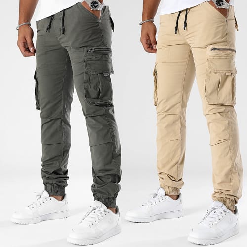 Lot De 2 Pantalons Cargo 0390 0373 Beige Gris Anthracite